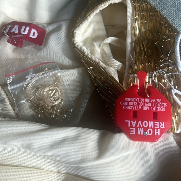 Staud Evie Beaded Gold Sequin Mini Dress Size S - Picture 16 of 17